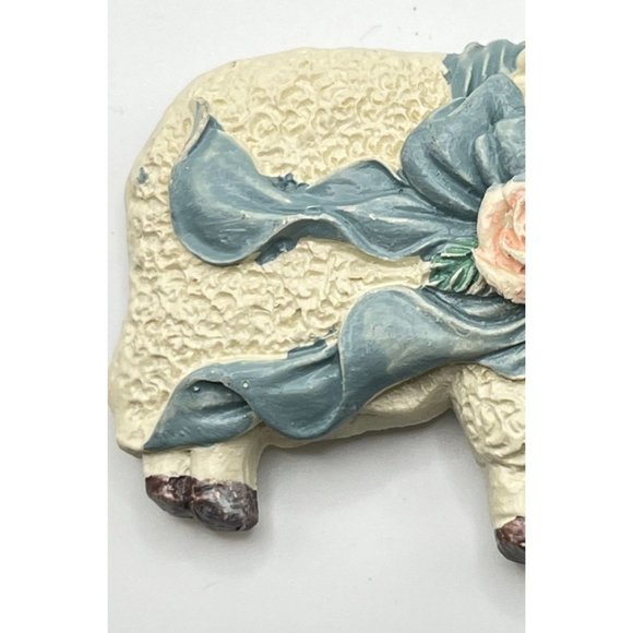 Easter Lamb Refrigerator Magnet Vintage White Sheep Spring Flowers - Picture 6 of 7